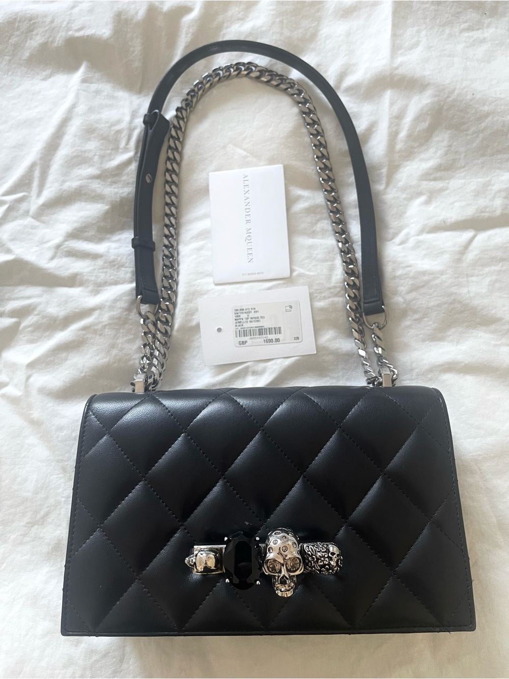 Alexander McQueen Medium Jewelled Knuckle Satchel in Quilted Nappa Leather
